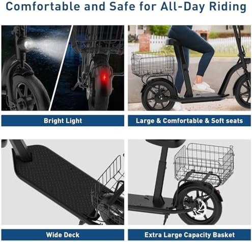 Hiboy MAX Pro Electric Scooter, 46.6 Mi Long Range, 22 MPH Power by 650W MAX Motor, 11” Pneumatic Tires, Split Hub Design, Dual Suspension, 265lbs MAX Load, Commuting Electric Scooter for Adults