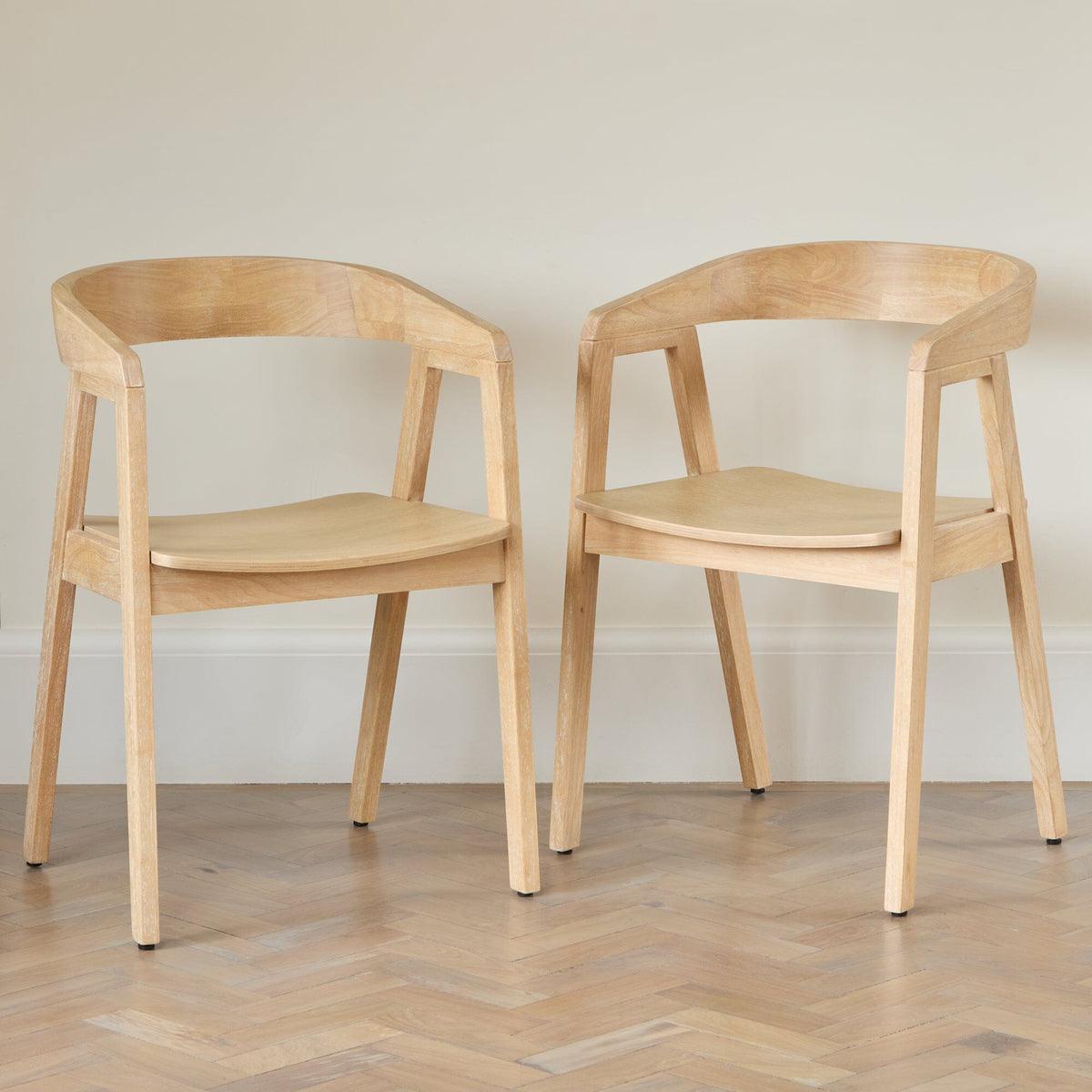 Raleigh Whitewash Dining Table Set - 6 Seater - Ella Whitewash Carver Chairs