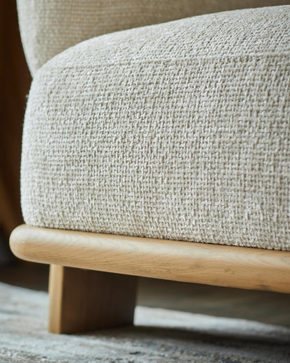 Florence natural fabric with light wood 3 seater sofa