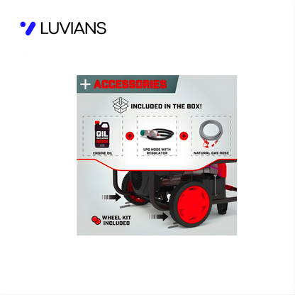 LUVIANS 15,000/12,000-Watt Gas Portable Generator with Electric Start &amp; Lift Hook