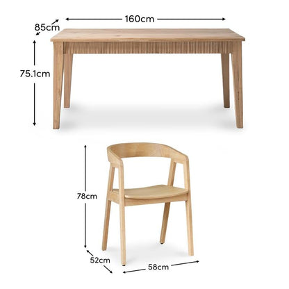 Raleigh Whitewash Dining Table Set - 6 Seater - Ella Whitewash Carver Chairs