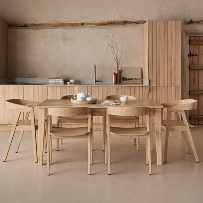 Raleigh Whitewash Dining Table Set - 6 Seater - Ella Whitewash Carver Chairs