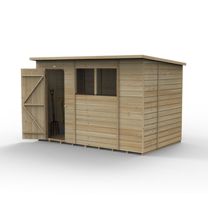10 x 6 Beckwood Pent Shed with 2 Windows &amp; Double Doors