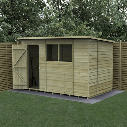 10 x 6 Beckwood Pent Shed with 2 Windows &amp; Double Doors