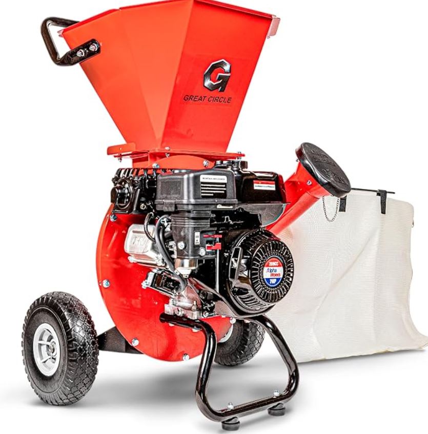 GreatCircleUSA Commercial Heavy Duty 15HP Gas Powered Wood Chipper Shredder 420cc