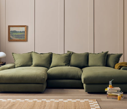 Wodge Chaise Movie Sofa - Cinema - Twill - Whipped Cream - White