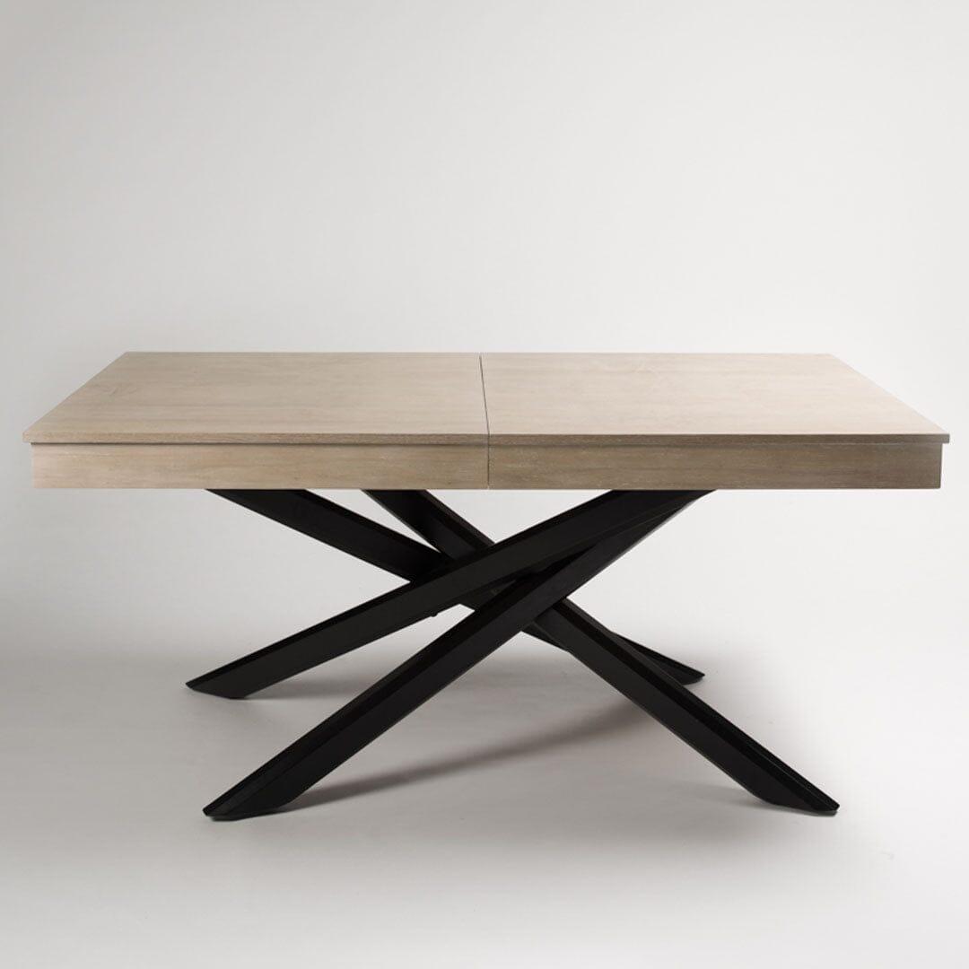 Amelia Whitewash Extendable Dining Table Set - 6 Seater - Freya Sand Carver Chairs - Black Legs