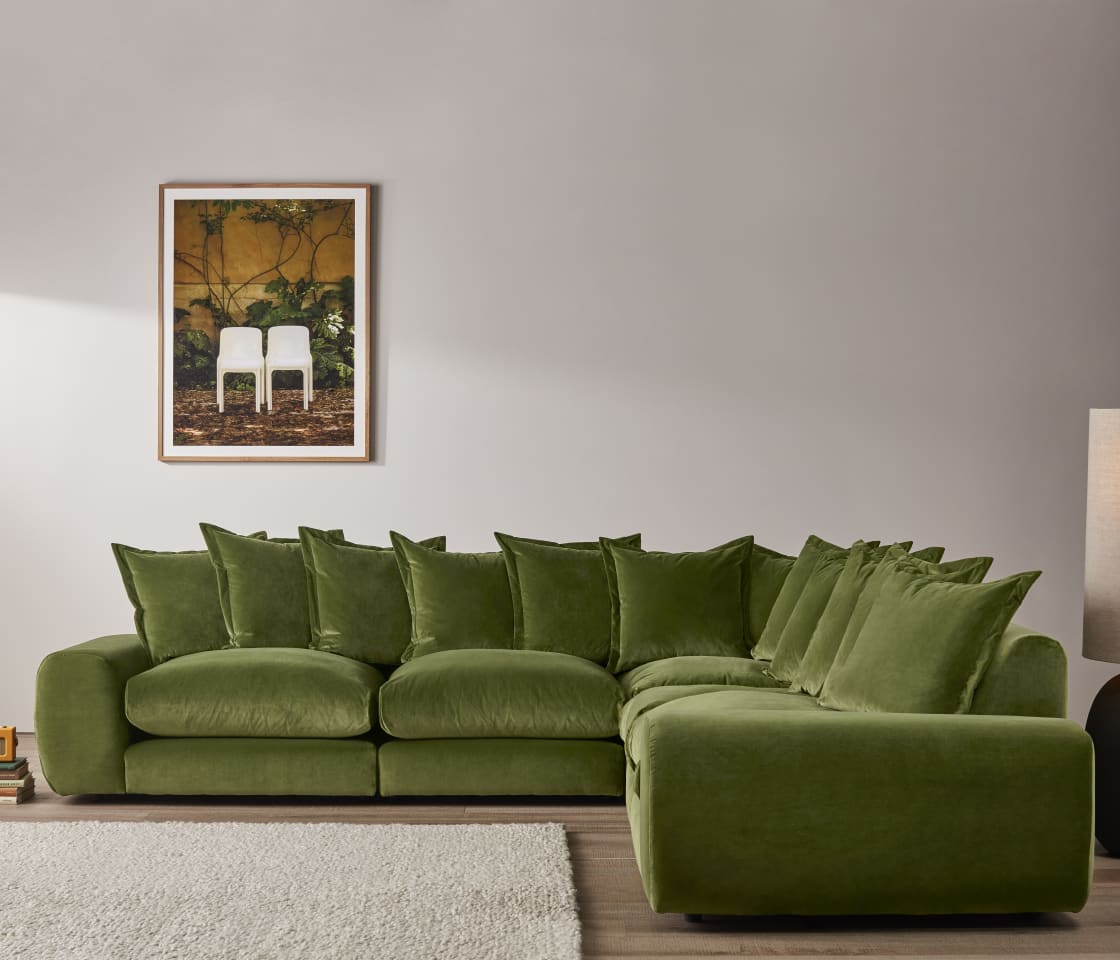 Wodge Modular Corner Sofa - Large Left Hand - Twill - Whipped Cream - White