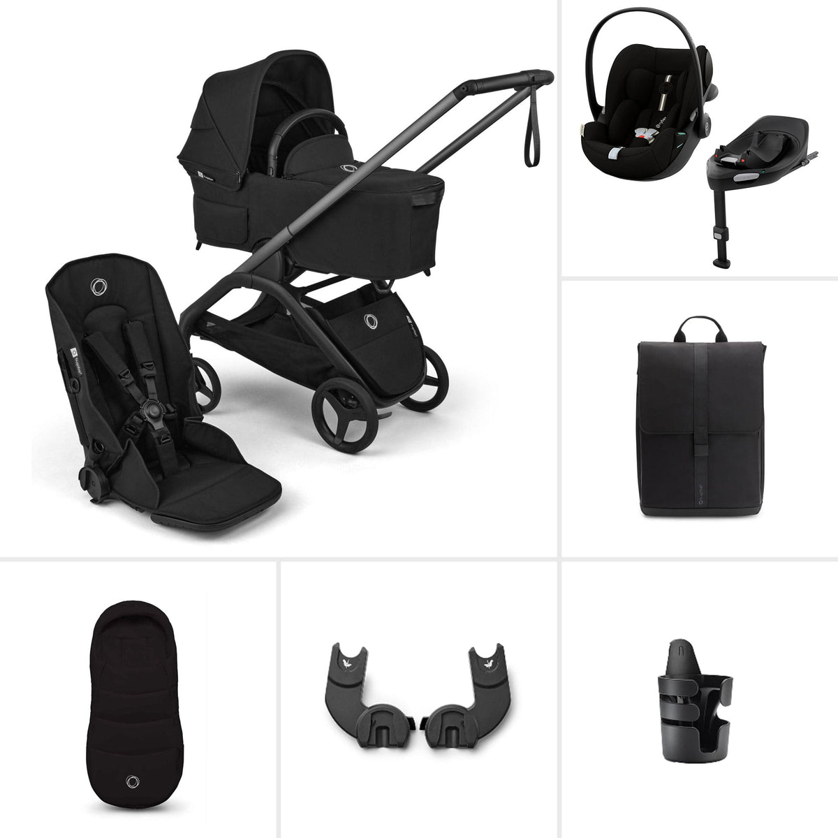 Bugaboo Dragonfly Travel System One Hand Fold Black