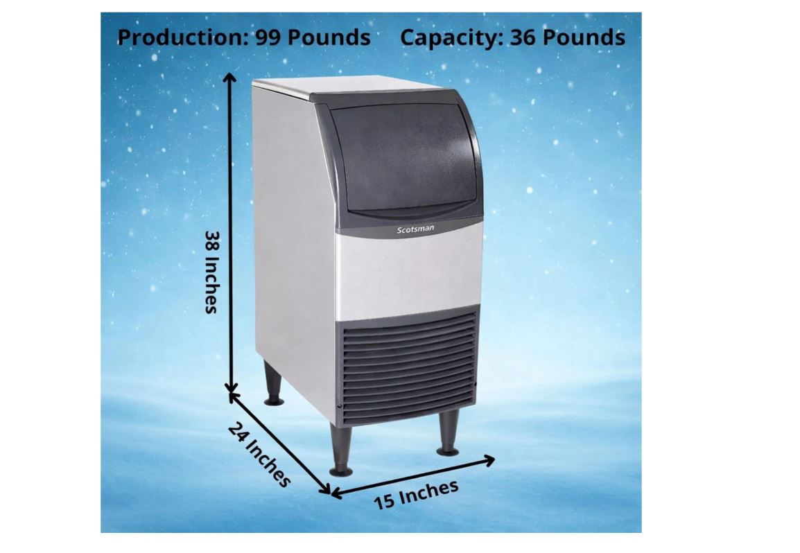 Scotsman Undercounter Nugget Ice 15" Ice Maker - 99 lb/Day, 36 lb Storage Bin