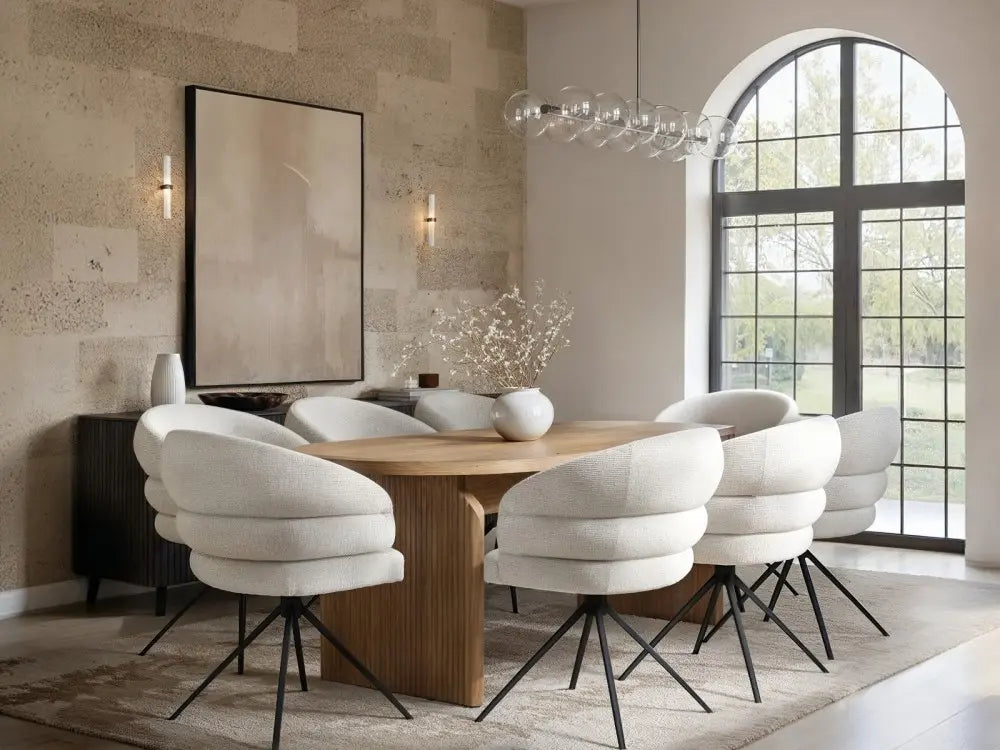 SOLACE+CO Varm Ribbed Oval Dining Table with Eira Chairs Set of 4