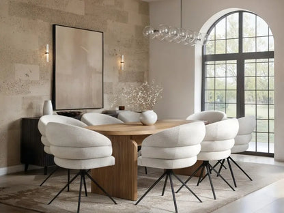 SOLACE+CO Varm Ribbed Oval Dining Table with Eira Chairs Set of 4