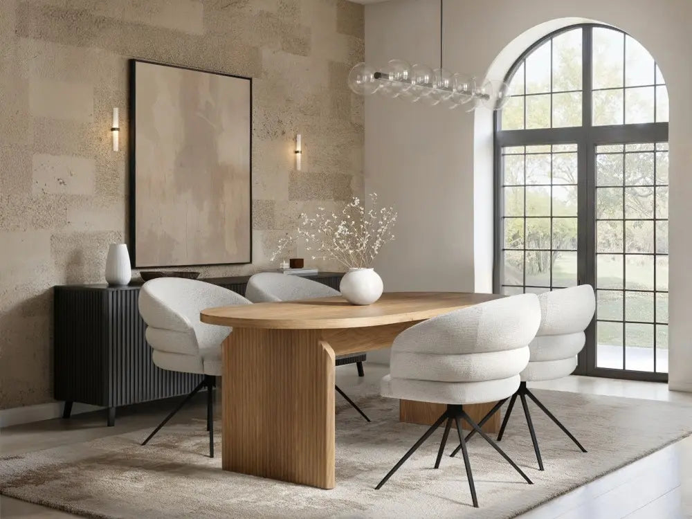 SOLACE+CO Varm Ribbed Oval Dining Table with Eira Chairs Set of 4