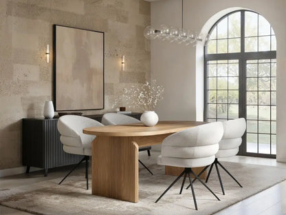 SOLACE+CO Varm Ribbed Oval Dining Table with Eira Chairs Set of 4