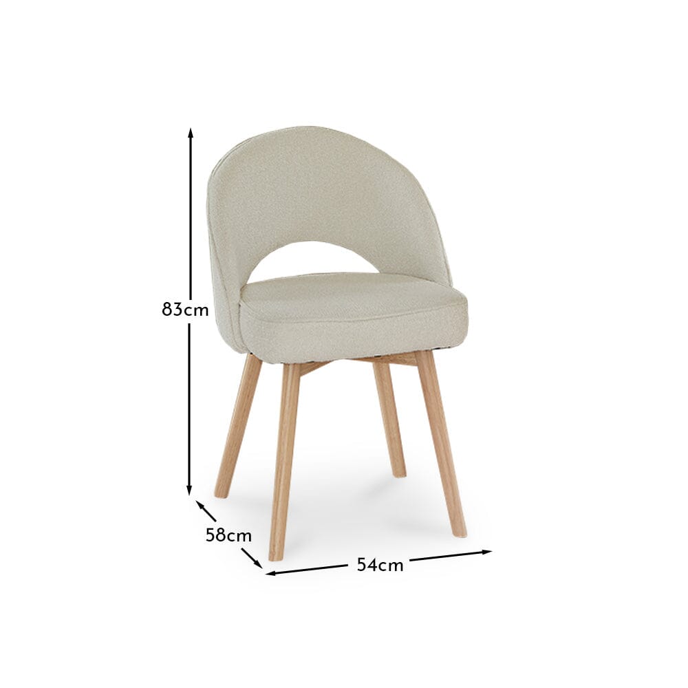 Amelia Whitewash Dining Table Set - 6 Seater - Marilyn Boucle Dining Chairs - Whitewash Legs