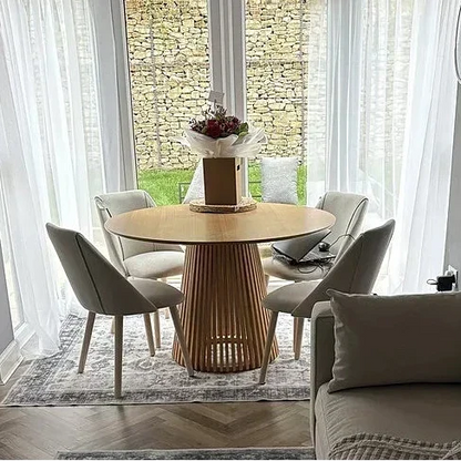 Willow Pale Oak Dining Table Set - 4 Seater - Freya Sand Dining Chairs - Whitewash Legs
