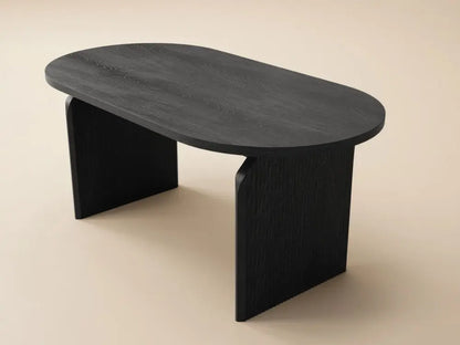 SOLACE+CO Varm Ribbed Oval Dining Table & 2 Bench Set Oak