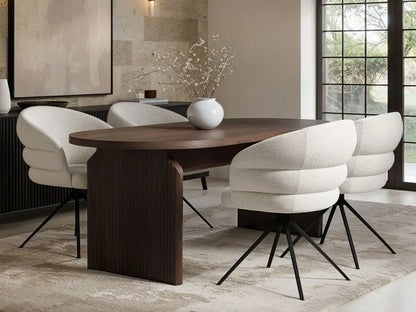 SOLACE+CO Varm Ribbed Oval Dining Table with Eira Chairs Set of 4