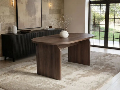SOLACE+CO Varm Ribbed Oval Dining Table & 2 Bench Set Oak