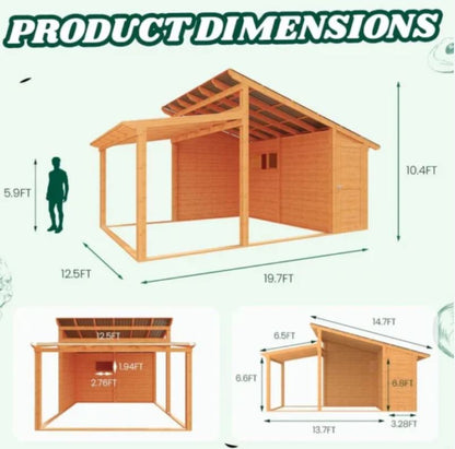 AECOJOY 20′ × 12.5′ Outdoor Wooden Gazebo with Storage Room