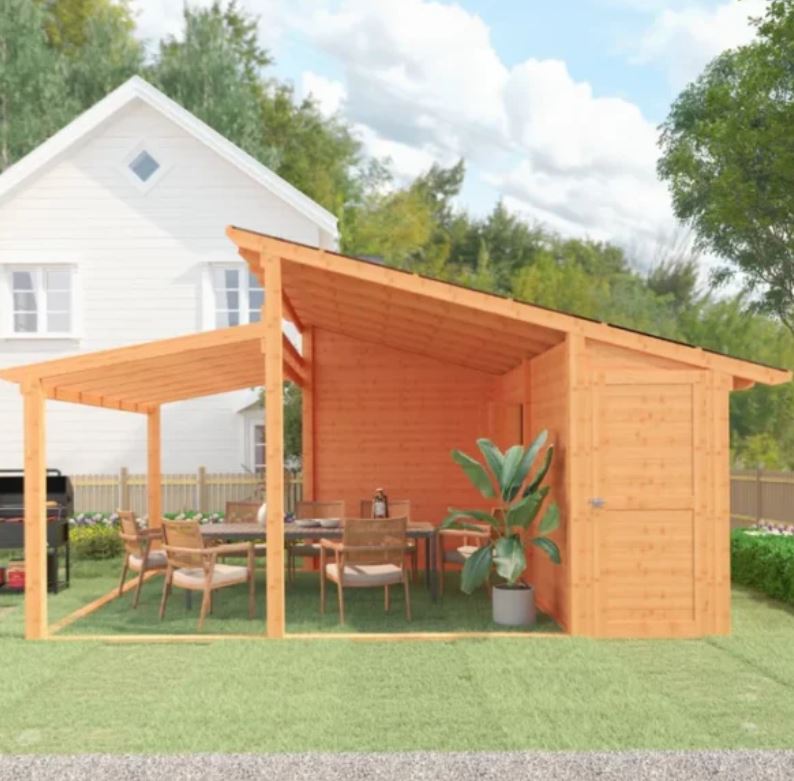 AECOJOY 20′ × 12.5′ Outdoor Wooden Gazebo with Storage Room