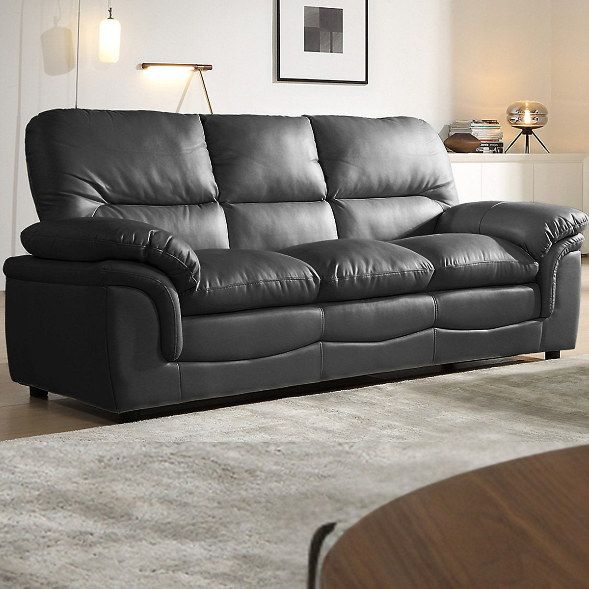 Verona Grey Leather Aire 3+1 Seater Sofa Set Collection