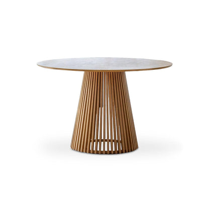 Willow Pale Oak Dining Table Set - 4 Seater - Freya Sand Dining Chairs - Whitewash Legs